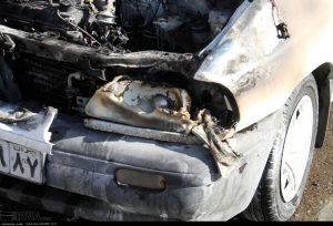 سرنشین خودروی پراید در آتش سوخت