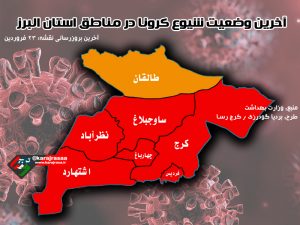 آخرین رنگ بندی شهرستان های البرز / اشتهارد هم قرمز شد