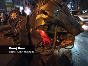 مچاله شدن پژو ۲۰۶ روی پل آزادگان + عکس و فیلم