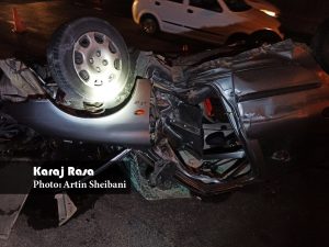 مچاله شدن پژو ۲۰۶ روی پل آزادگان