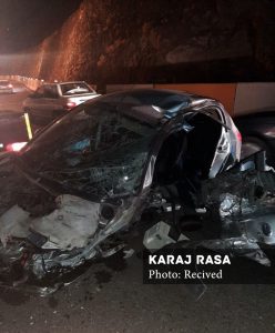 برخورد پژو ۲۰۶ با تیر چراغ در بزرگراه همت یک کشته برجا گذاشت