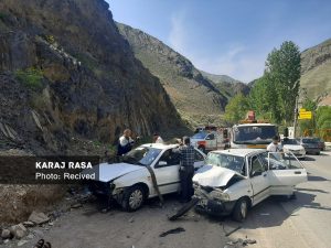 برخورد دو خودرو در جاده چالوس ۷ مصدوم برجای گذاشت + تصاویر