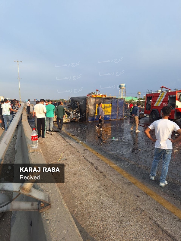 آتش سوزی کامیون در آزادراه کرج - قزوین 